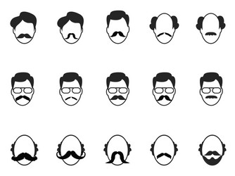 man with beard and mustache icons set vector image