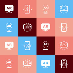 set pop art augmented reality ar 3d modeling vector image