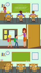 Classroom school banner horizontal set flat style vector