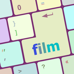 Film button on computer pc keyboard key vector