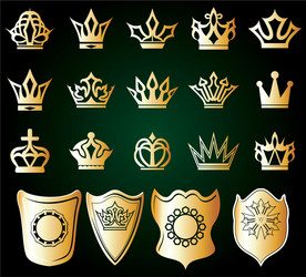 Crown modern gold logo set Royalty Free Vector Image