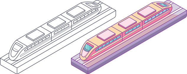 Little train toy on track vector