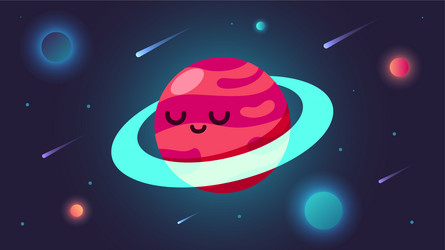 Red planet in outer space vector