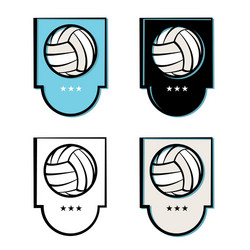 Volleyball championship logo, emblem, icons, designs templates with  volleyball ball and shield on a light background Stock Vector