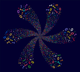 Binary digits curl spin vector