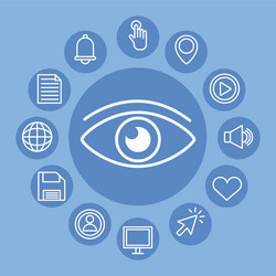 Eye with interface set line style icons vector