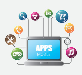 Mobile applications and technology icons design vector