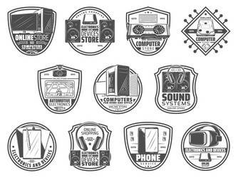 Retro Gadget Icons - Tech & Electronics vector image