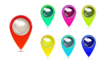 Set of colorful map markers gps location symbol vector