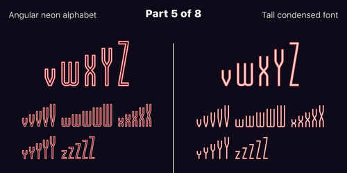 condensed red neon font angular set vector image