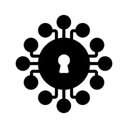 cyber security icon with network nodes vector image