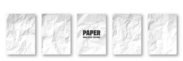 realistic white crumpled paper texture isolated vector