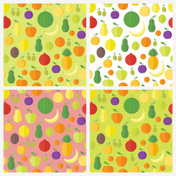 set of seamless patterns with fruits and berries vector image