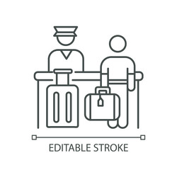 Airport check in pixel perfect linear icon vector