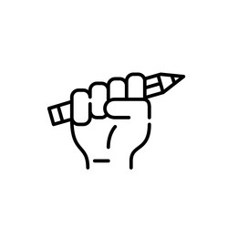 artist and designer icon hand holding up a pencil vector