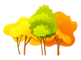 Autumn tree different sizes and forms trees vector