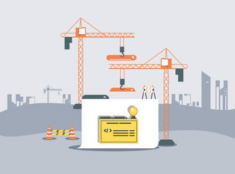 data folder with webpage under construction vector image