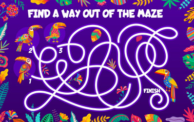 help toucans find way out of the maze labyrinth vector