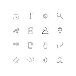 maps and navigation simple linear icons set vector image