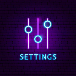 Settings neon label vector