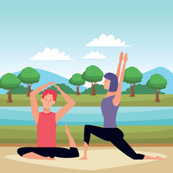 Couple yoga poses Royalty Free Vector Image - VectorStock