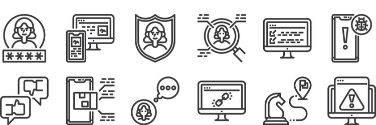 12 set linear user experience icons thin vector image