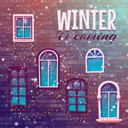 Background of winter with building wall vector