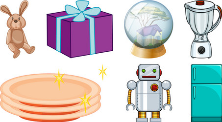 different objects in big set on white background vector image