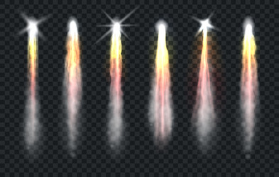 Realistic black smoke with fire space rocket Vector Image