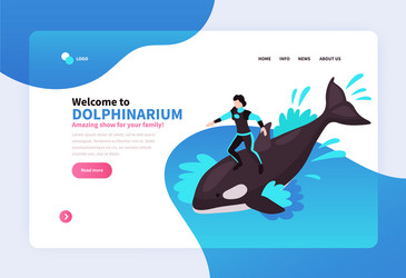 Welcome to dolphinarium landing page vector