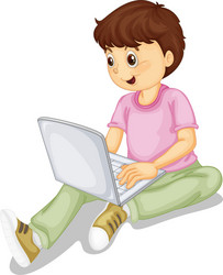 A boy and laptop vector