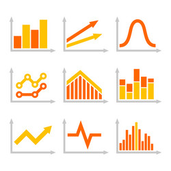 color graph chart icons set on white background vector