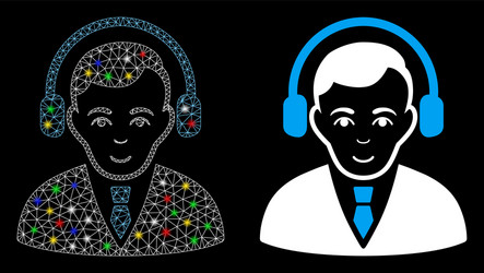glowing mesh 2d radio manager icon with flash vector image