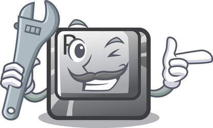 mechanic r button in cartoon game vector image