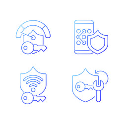 system password gradient linear icons set vector image