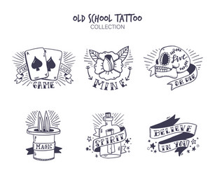 Classic Old School Tattoo Set Vector Image