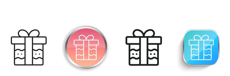 giftbox icon thin linear regular and button style vector image