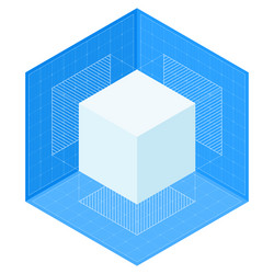 Isometric Cube Projections on Blueprint vector image
