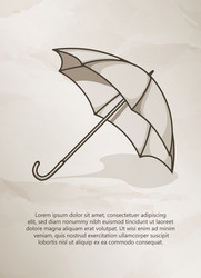 Vintage postcard retro umbrella on grunge vector