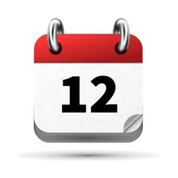 bright realistic icon of calendar with 12 date vector image