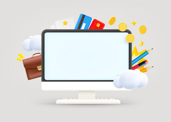 computer monitor with business elements and blank vector image