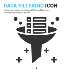 data filtering icon with glyph style isolated vector image
