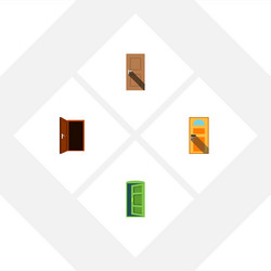 flat icon door set of approach frame exit vector image