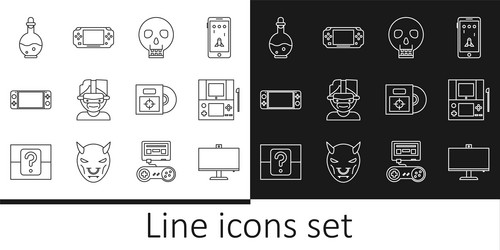 set line computer monitor portable video game vector image