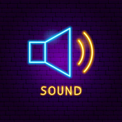 sound neon label vector