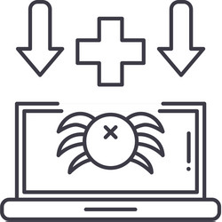 computer scan icon linear isolated vector image