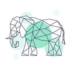 abstract running elephant in geometric style vector