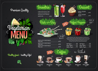 Chalk drawing vegetarian menu design vector