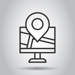computer navigation icon in flat style monitor vector image