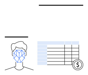 facial recognition technology in data processing vector image